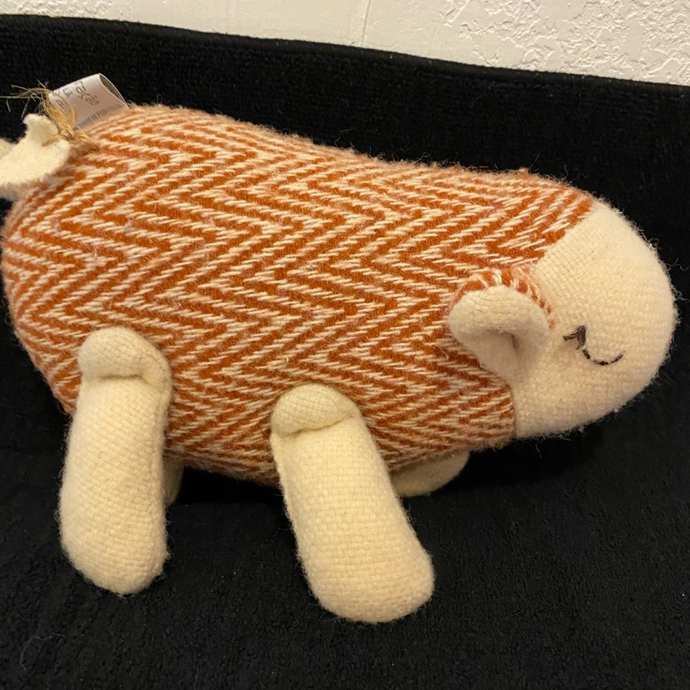 ChiCoracao Made in Portugal “Sheep Plush Toy” Burnt Orange/Natural 100% Wool NWT
